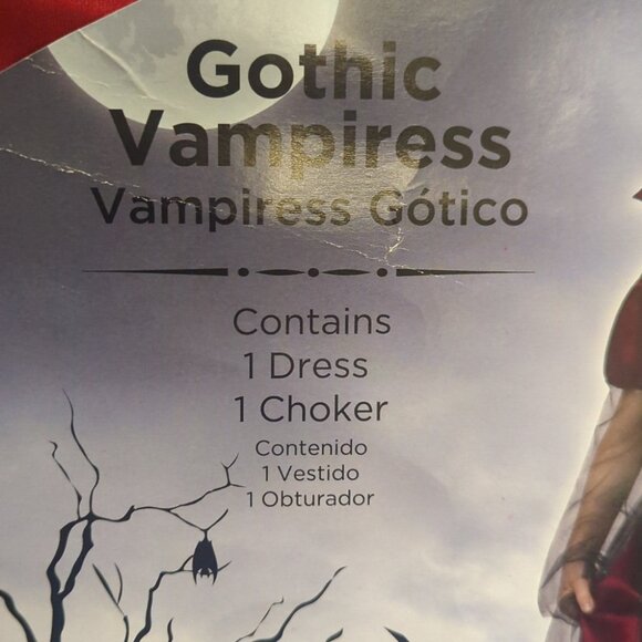 Teen Gothic Vampiress Kids Costume With Choker - Size XL 14-16 - Picture 2 of 7